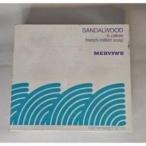 VTG 90s  Mervyn's French Milled Soap Sandlewood 5 Cakes Original Box 5.4 oz bars